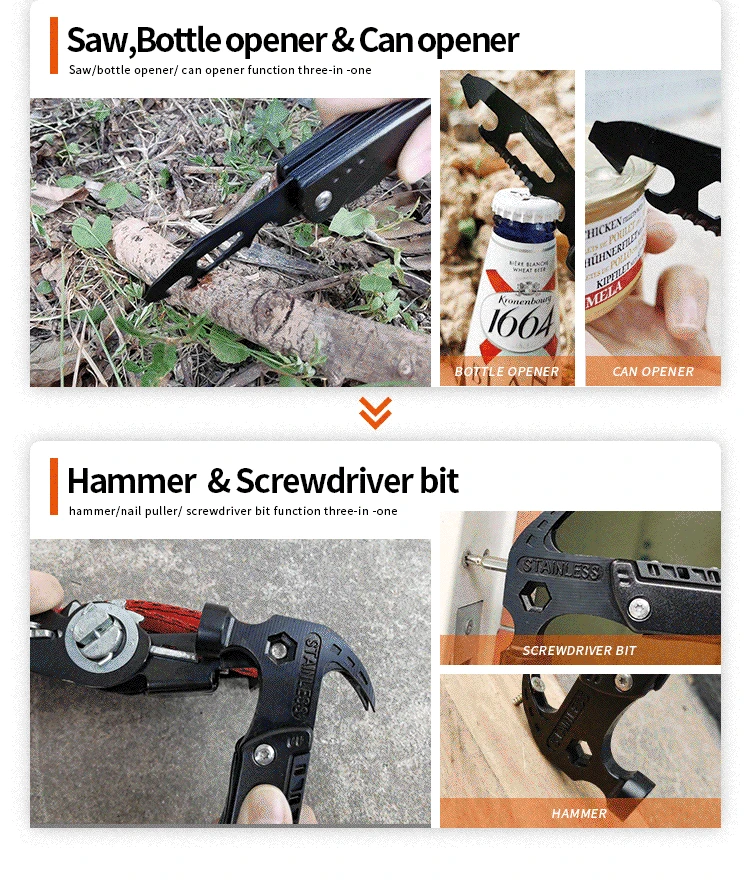 Camping gear portable multi-function hammer available for sample