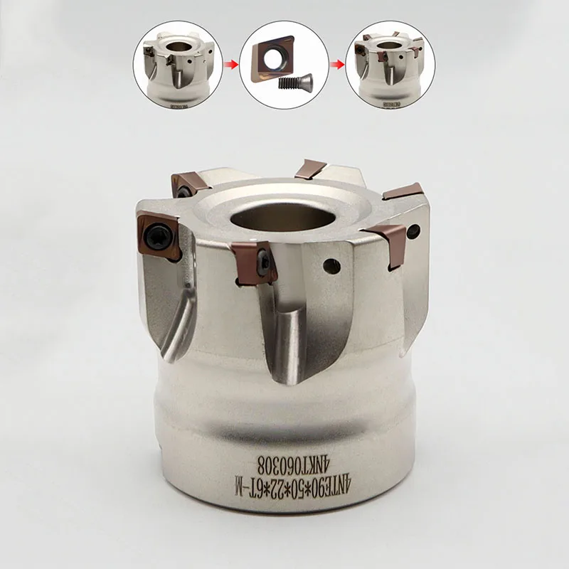 4N TE90 fast feed milling cutter head 4NKT06 double-sided four-edge CNC cutter head with 90-degree right Angle CNC cutter head