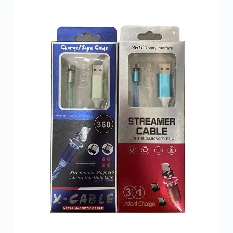 Hot selling 3 connectors 1 magnetic USB cable nylon braided  data cable
