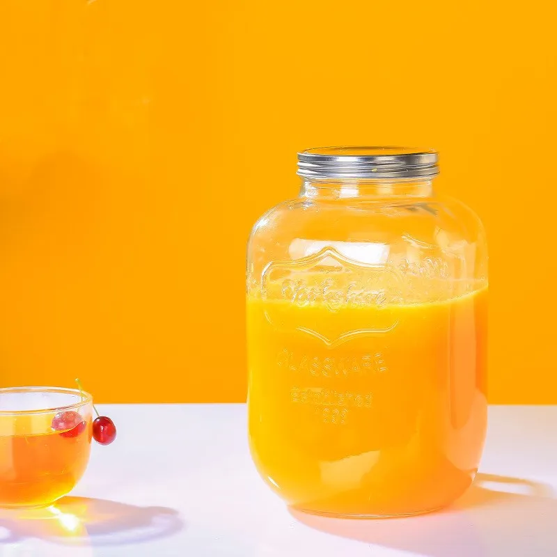 4L 5L 8L 10L  Glass Mason Jar Big Volume Juice Glass Drink Beverage Dispenser With Tap for Home Brewing Water Juice Barrel