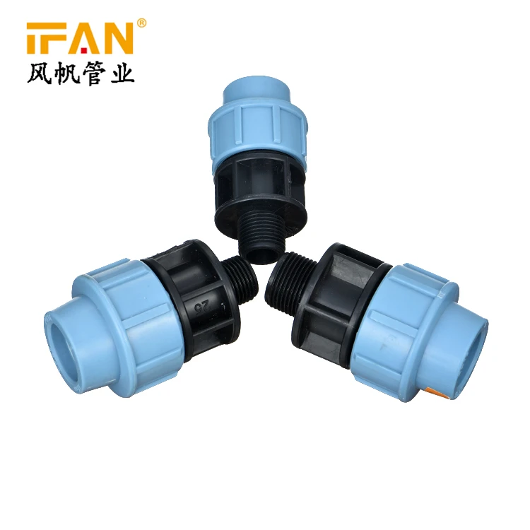 China Wholesale PN16 PP Compression Fittings Male Adapter 20mm price hdpe pipe fitting coupling water tube irrigation PP Adapter