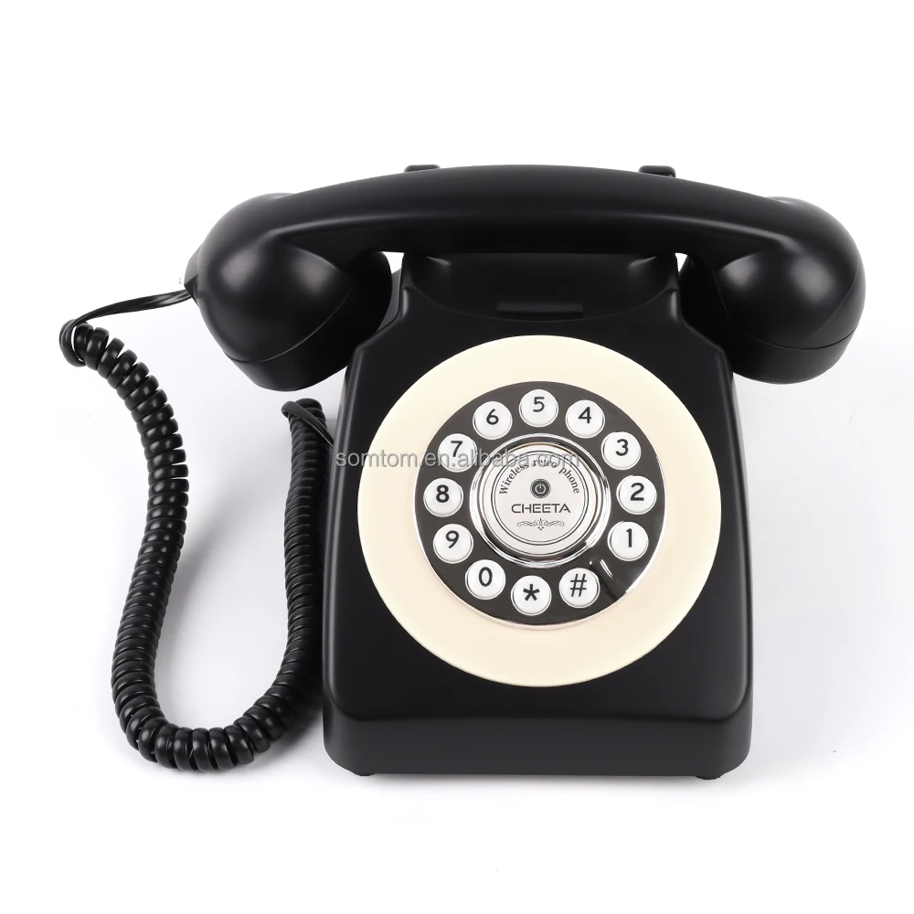 4G Fixed Desktop Phone Black Vintage Cordless Desk Telephone Volte Hotspot Wireless Phone with Sim Card for Office Home