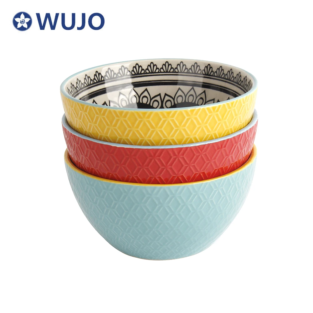 Wholesale Ceramic Pad Printing Bowl Salad Bowl Customized Ceramic Ramen Bowl Set