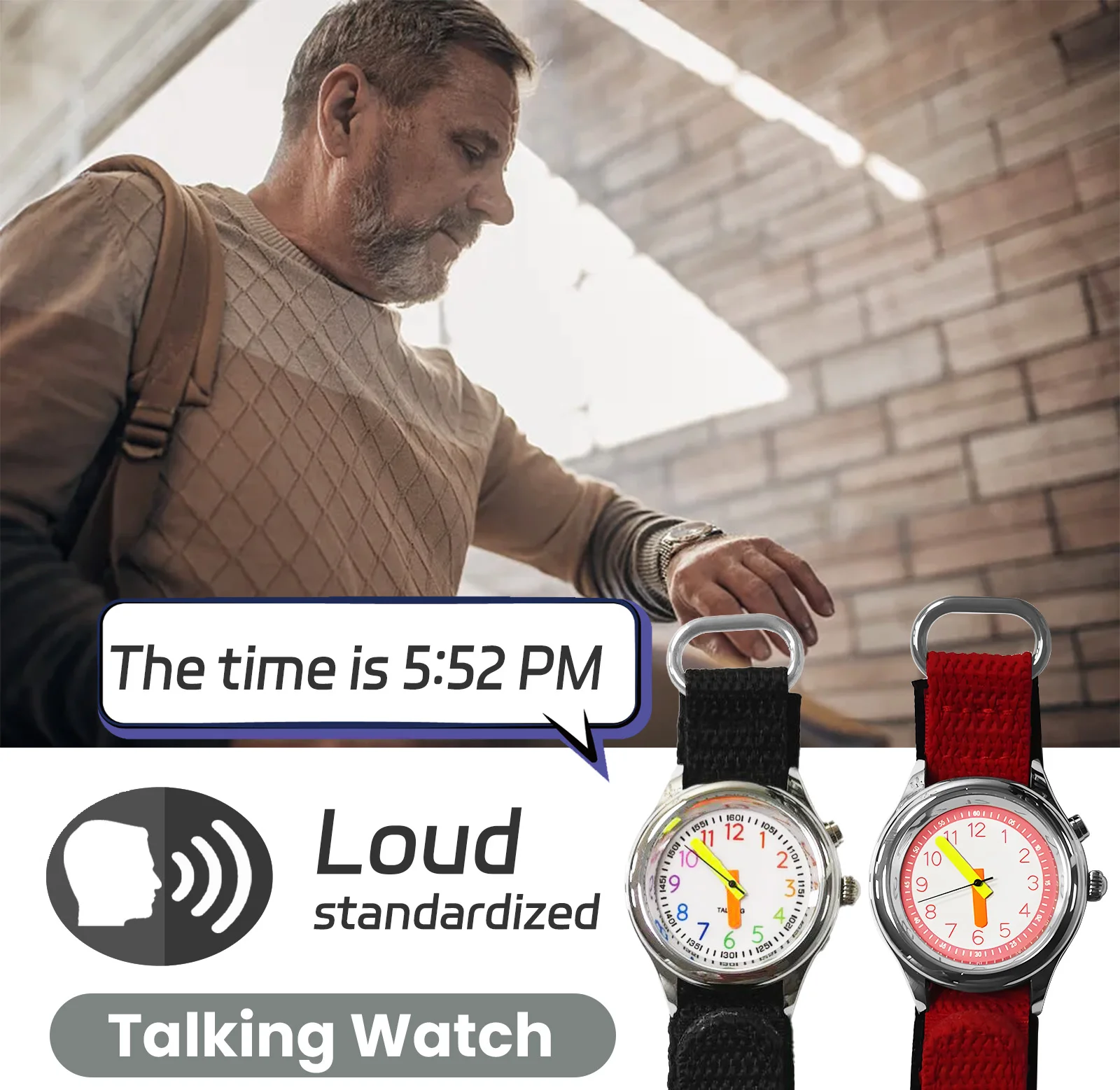 English Talking Watch for Women Ladies Seniors Talking Louder Sound Alarm Clock for Visually Impaired