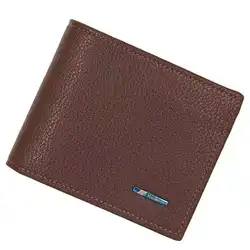 Wholesale designer custom classic casual men quilted wallet 2021 pu leather brown trifold wallet