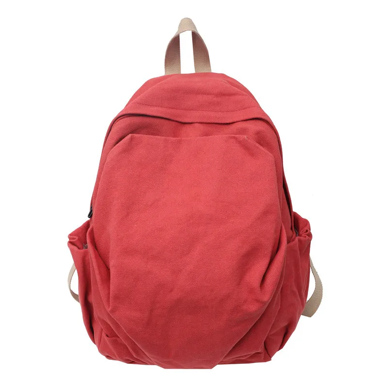 Simple Blank Back to School Backpack Schoolbag Canvas Travel Bag Vintage Green Aesthetic Backpack Women Travel Canvas Backpack