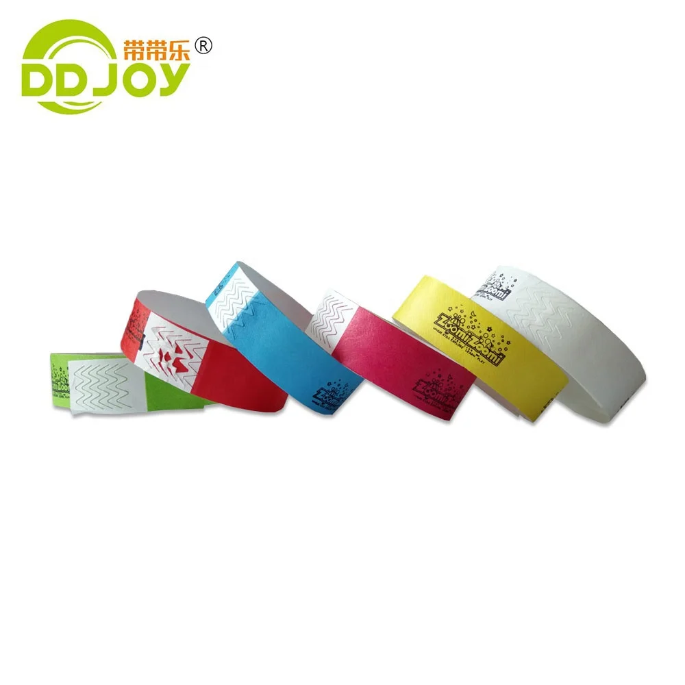 High Quality Gifts Types Custom waterproof resistant adhesive Events Party paper tyvek Wrist bands
