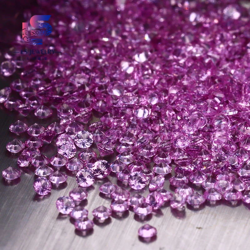 Оптовая продажа маленький размер круглый фиолетовый розовый корунд 2 # синтетический
