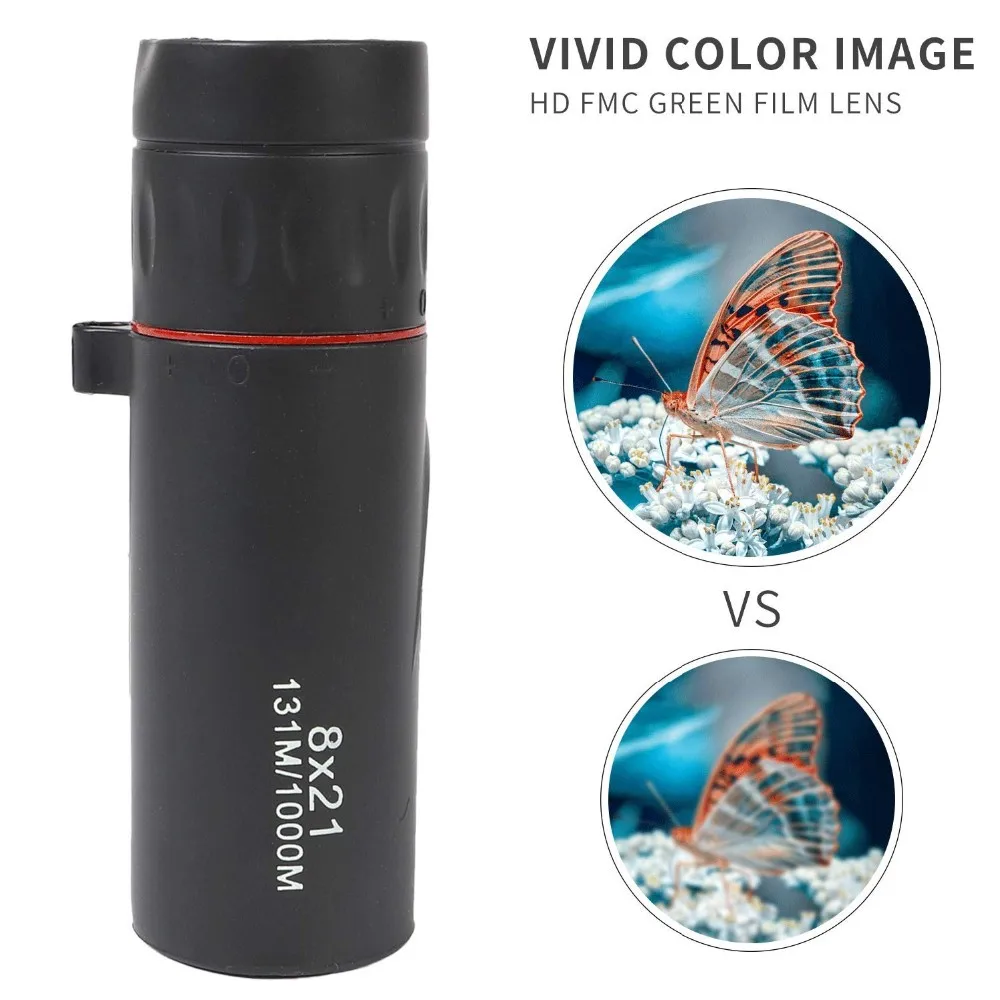 Portable Mini Monocular Telescope 8x21 High Power Monocular Scope, Waterproof Shockproof HD FMC Green Film Lens Monoscope
