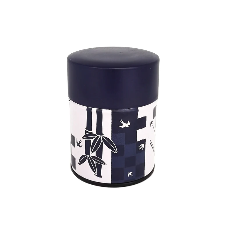 Оптовая продажа, Оловянная круглая чайная банка с красивой бумажной печатью Washi