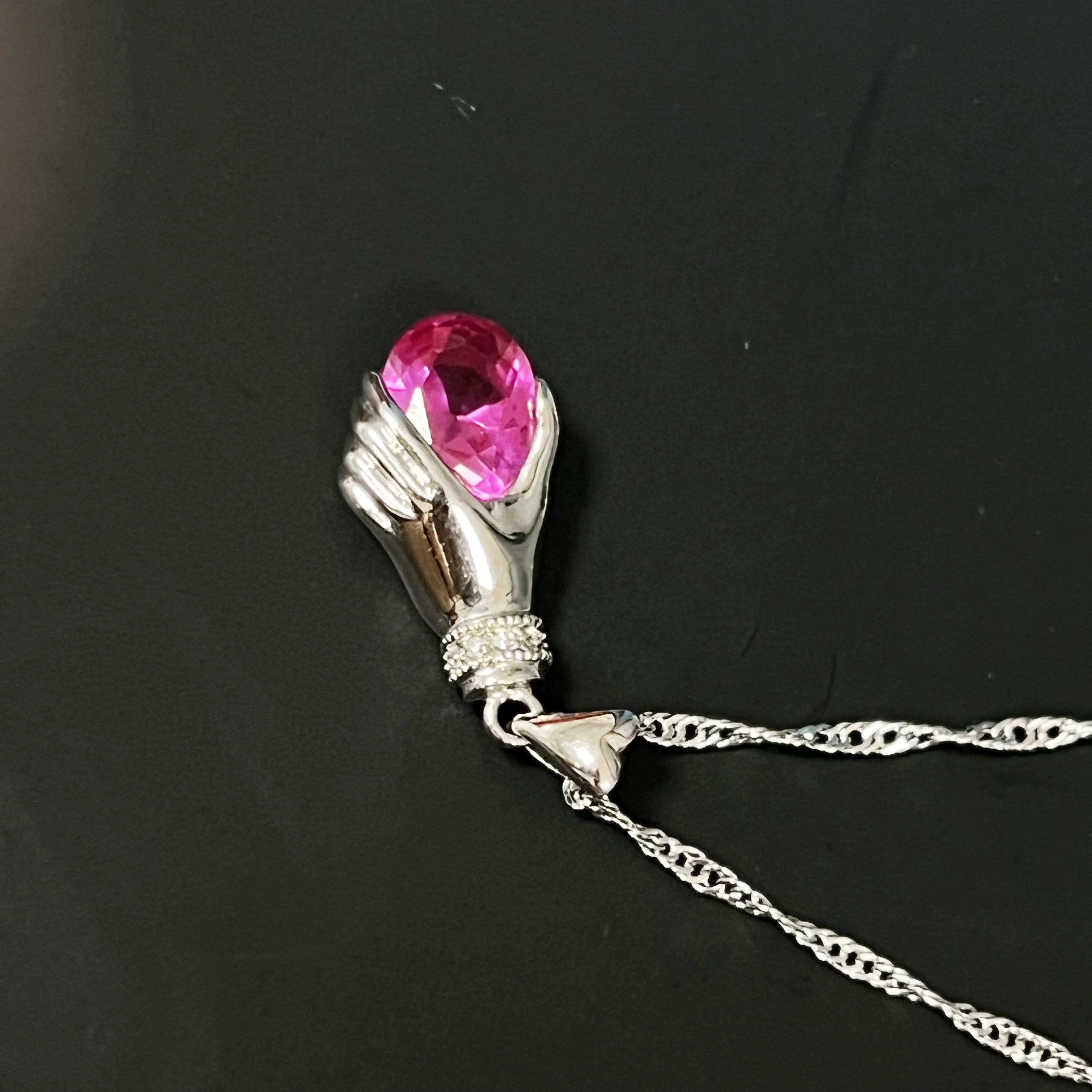 High quality platinum plated hand carved ruby necklace low price wave chain love fashion zircon necklace