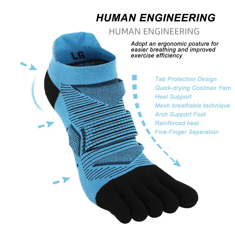 OEM Wholesale Custom Logo Popular High Quality Ankle Sports Running Cycling Cushioned Five Toe Socks