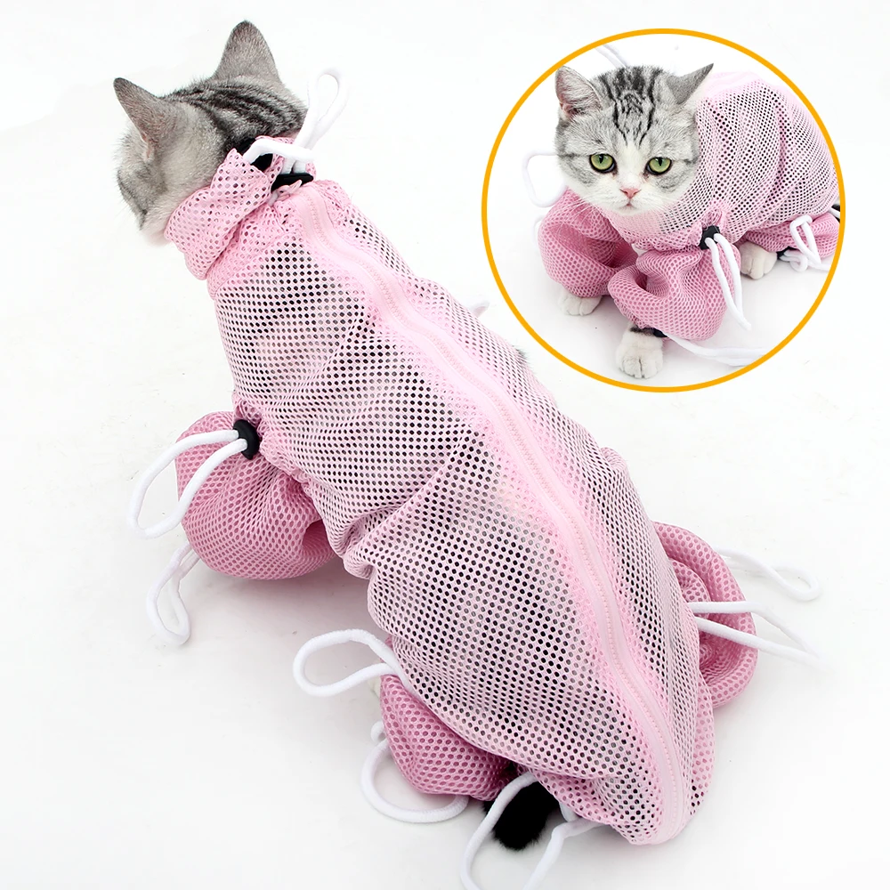 
Professional Reusable Restraint Pet Cleaning Mesh Grooming Product Cat Washing Bag 