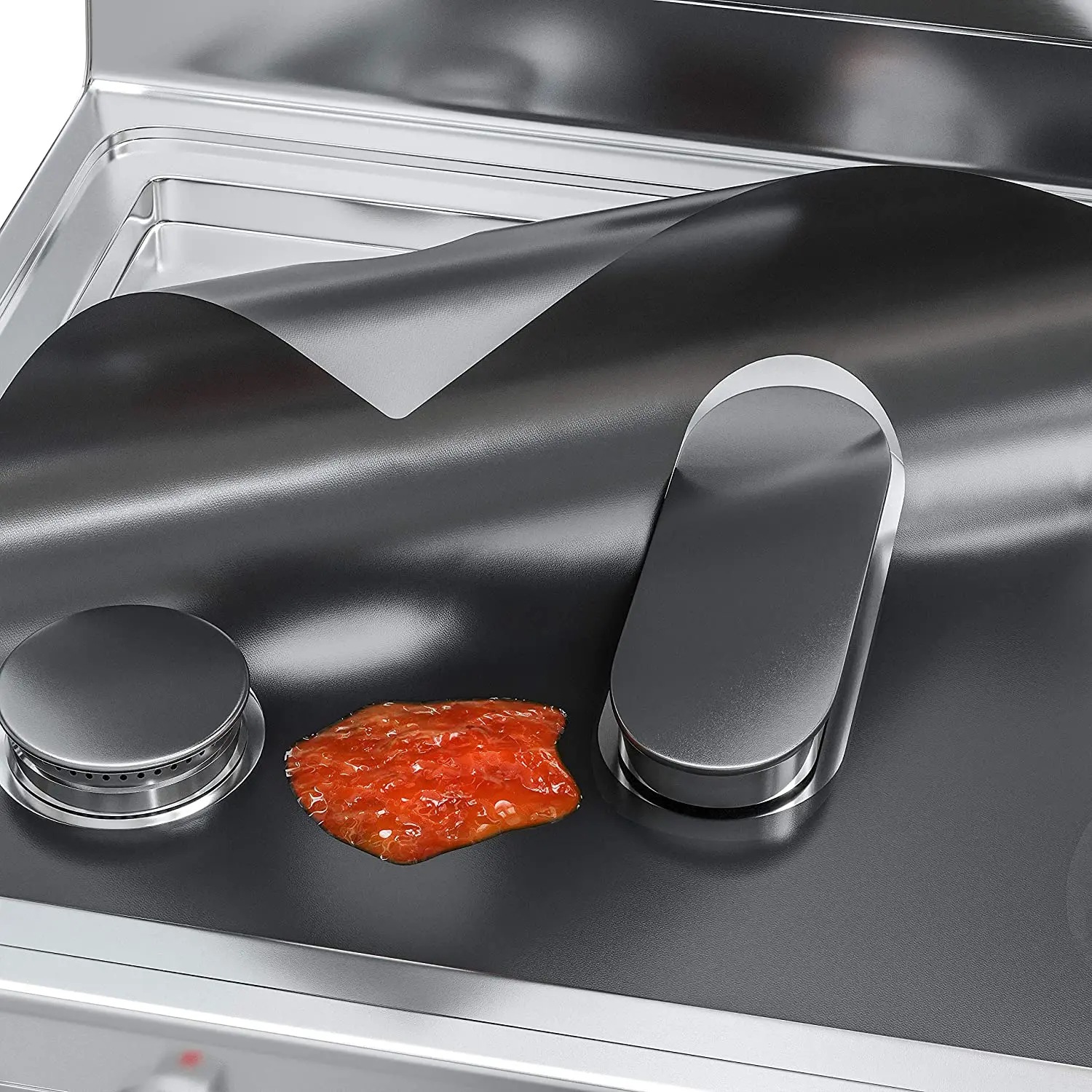 2024 hot new style Customized 5-burner ptfe stovetop protector62*41.5cm black gas stove cover burner protector liner