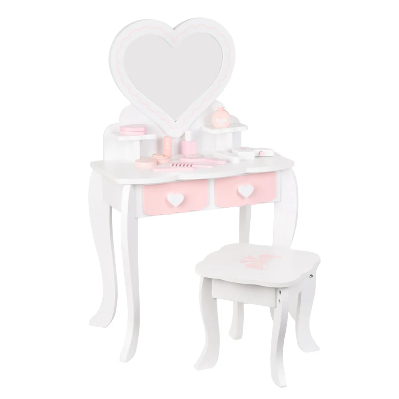 Fashion Casual Printing Bedroom Children Dressing Table With Mirror Kids Dressing Table