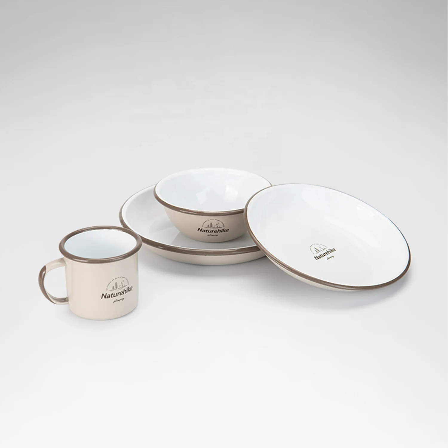 Naturehike outdoor camping picnic Enamel tableware printing enamel metal cup mugs bowls dish plates