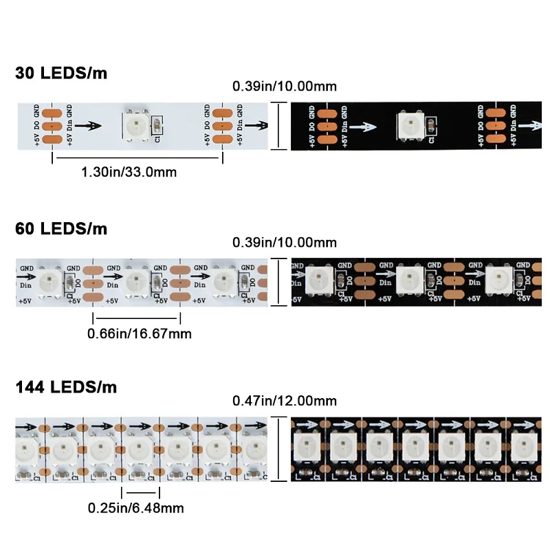 30 60 144 LEDs WS2812B DC5V Addressable RGB LED Tape Waterproof 5V WS2812B WS2812 5V LED Strip Light
