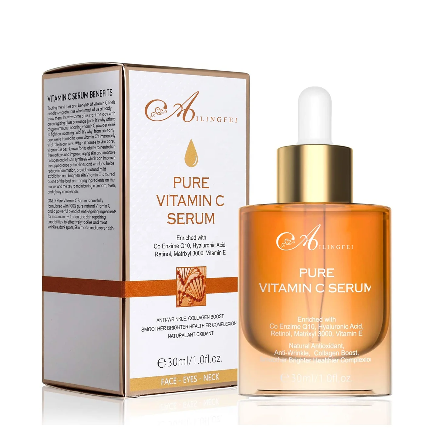 Organic Moisturizing Brightening Anti Aging Vitamin C Face Serum Private Label Facial Serum Vitamin C Hyaluronic Acid