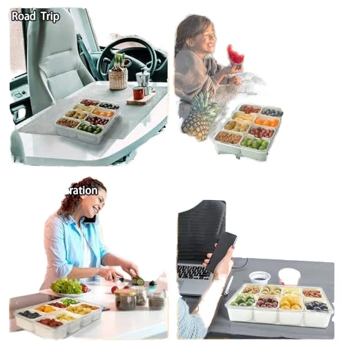 Divided Snack Box with Handle for Food Serving Tray with 8 Small with Removable Boxes food storage container set with lid