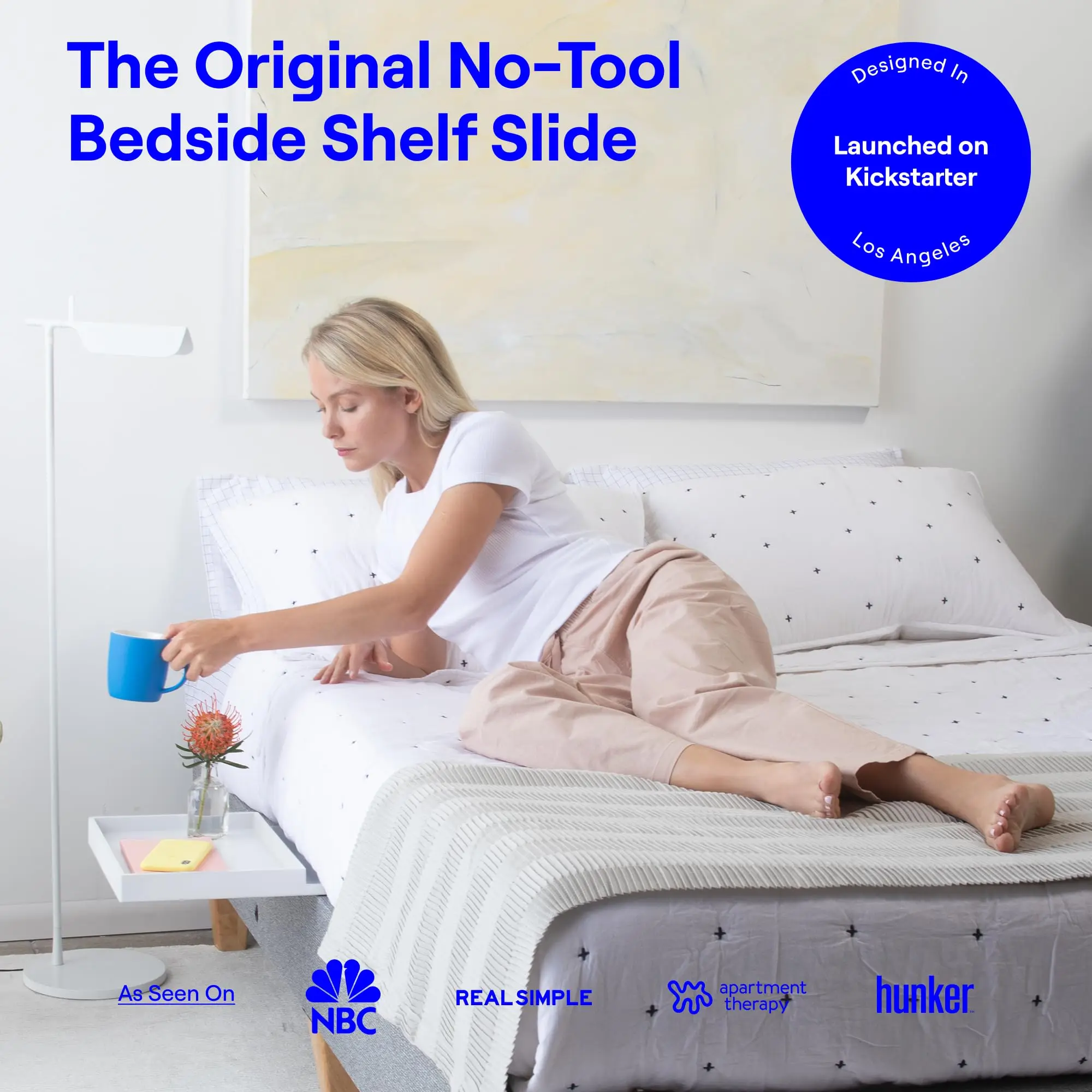 Custom Bedside Storage Shelves Bed Side Table Floating Nightstand Organizer Adjustable Bamboo Shelf For Bed Top Bunk