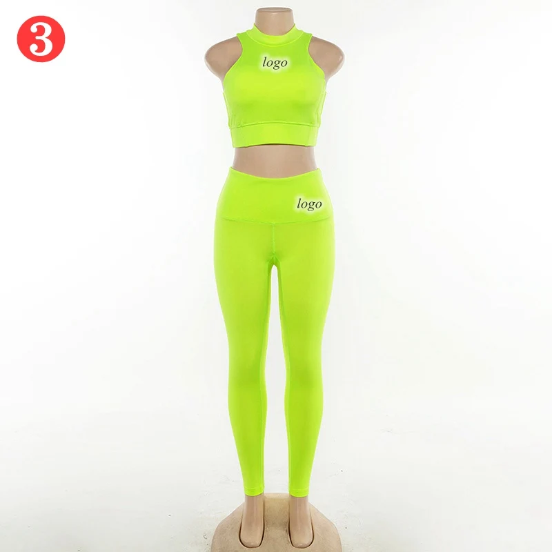  RTS Новый однотонный Модный комплект из двух предметов женский сексуальный спортивный топ и штаны для йоги спортивная одежда с длинным