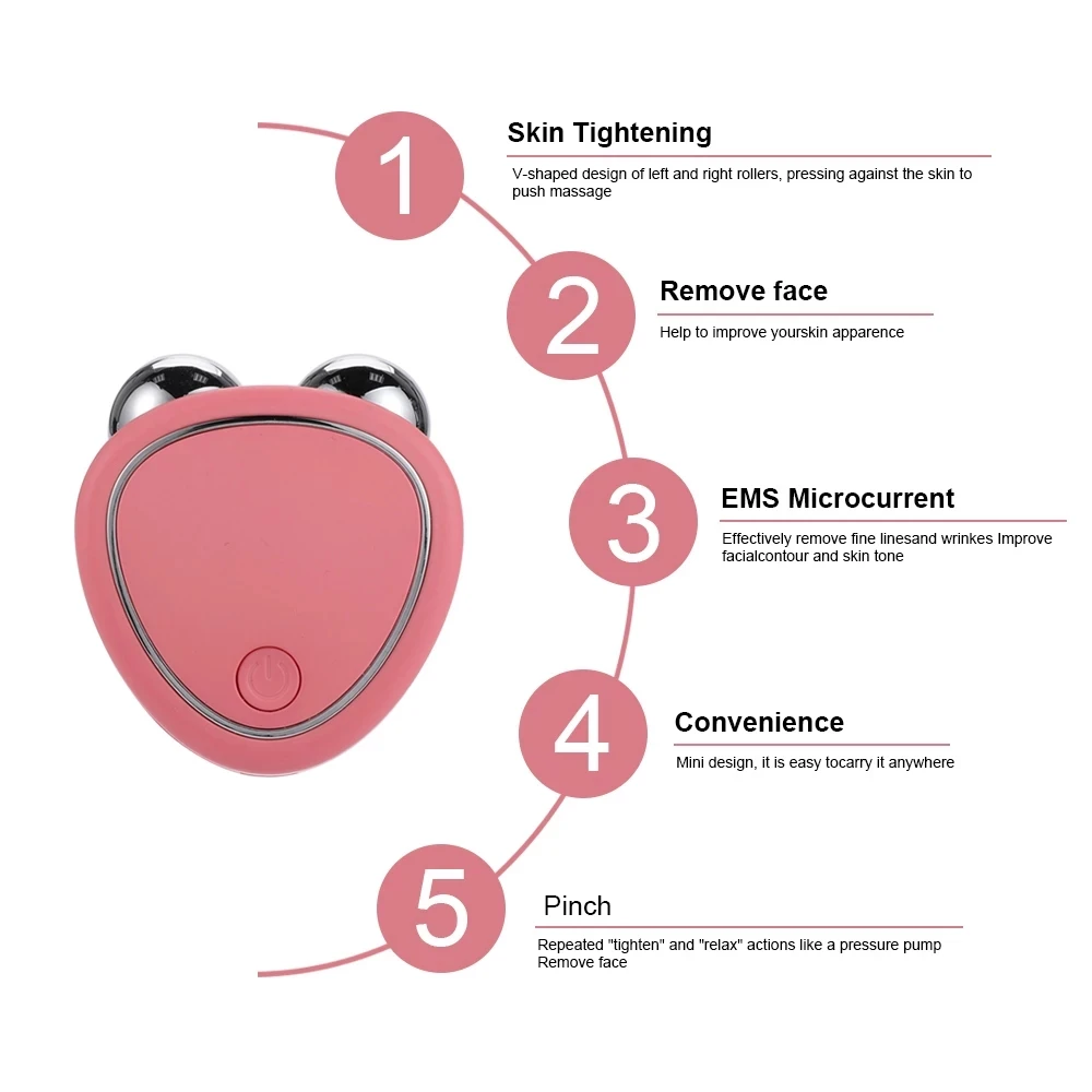 3D Face Massager Roller Facial Lifting Massage Microcurrents Rotating Wrinkle Remove Tighten Anti Wrinkle Face Skin SPA Beauty