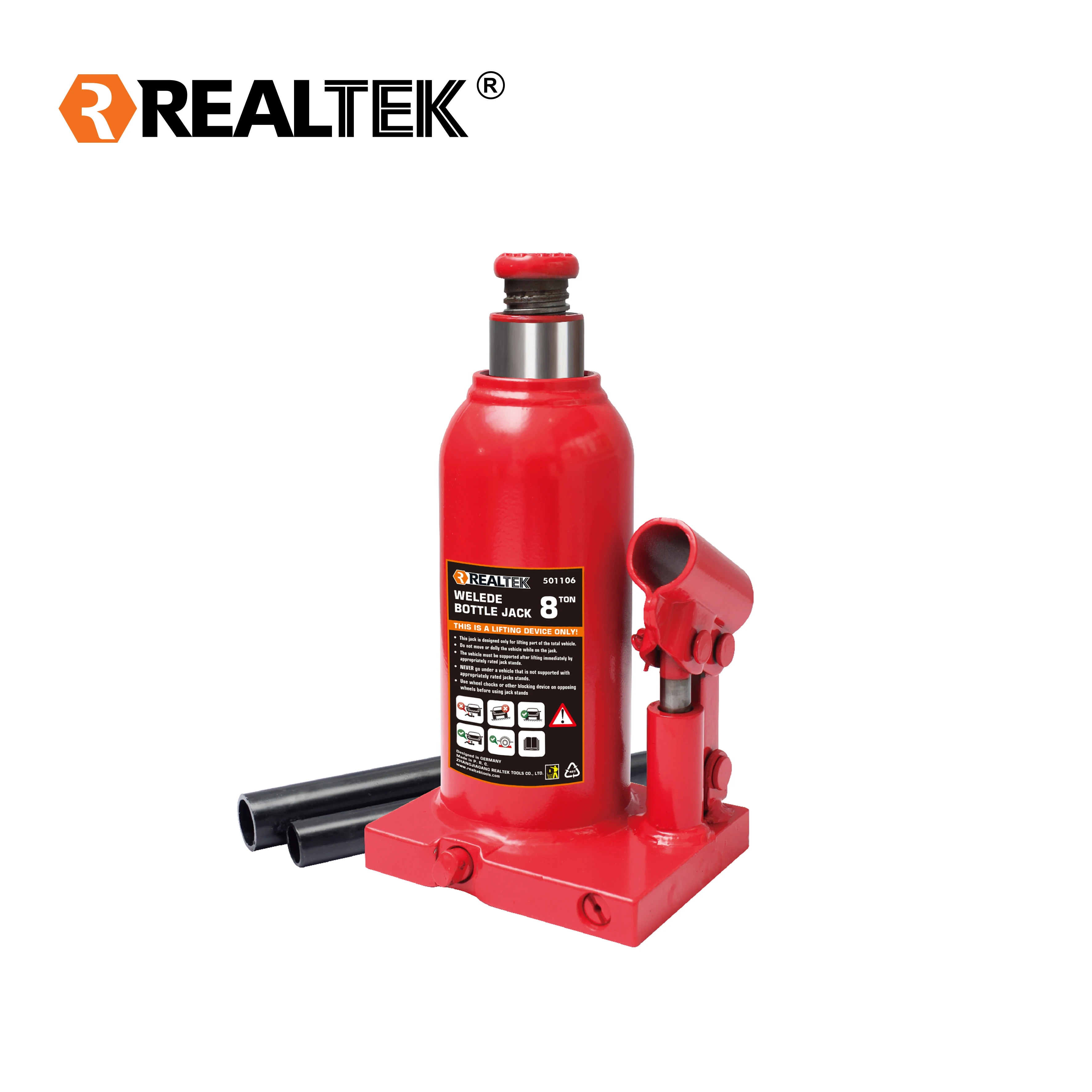 Realtek Low Price Vehicle Tools 80mm Lift Height 2 Ton Capacity Welded Hydraulic Bottle Car Jacks