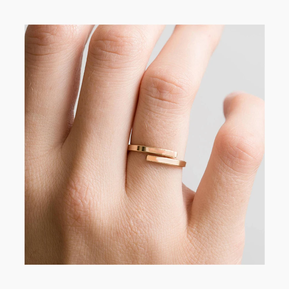Custom Delicate Wholesale Dropship Jewellery 14k Gold Plated Round Cut Open Ring For Women