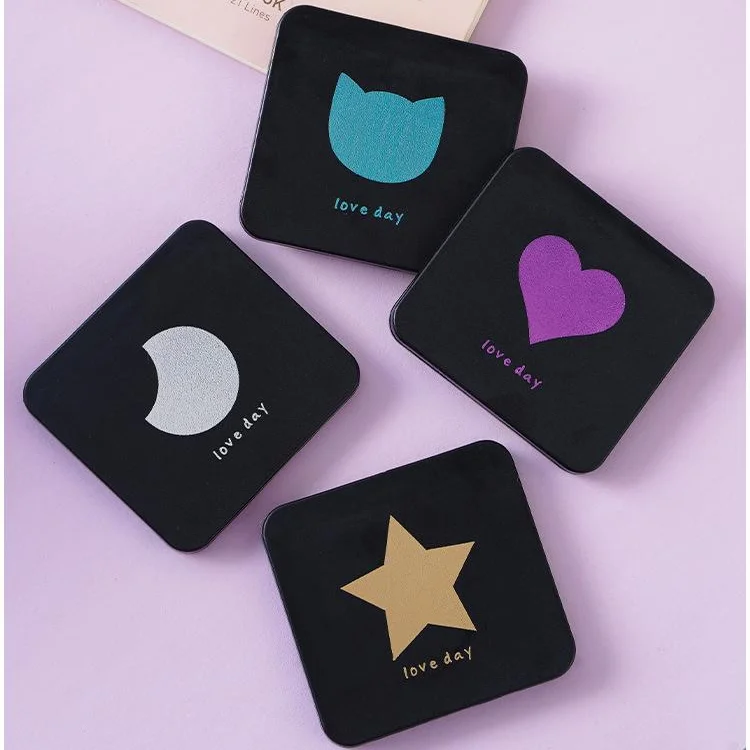 manufacturer small size square plastic hand mirror folding black beauty makeup cosmetic travel mirror portable pocket