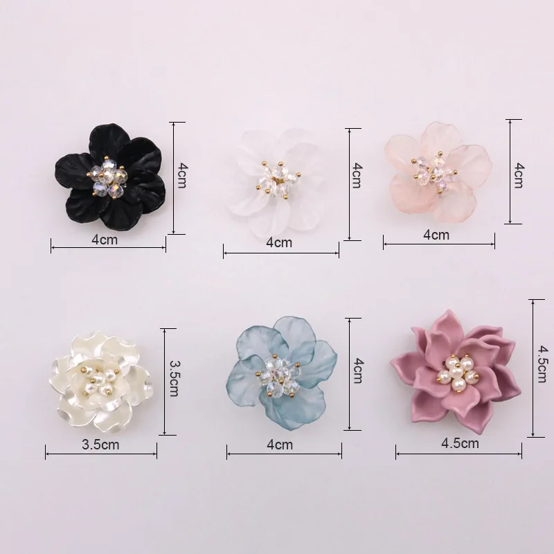 New Fashion Transparent Big White Flower For Women Jewelry Elegant Gift  Bijoux For clothing  hats bags shoes