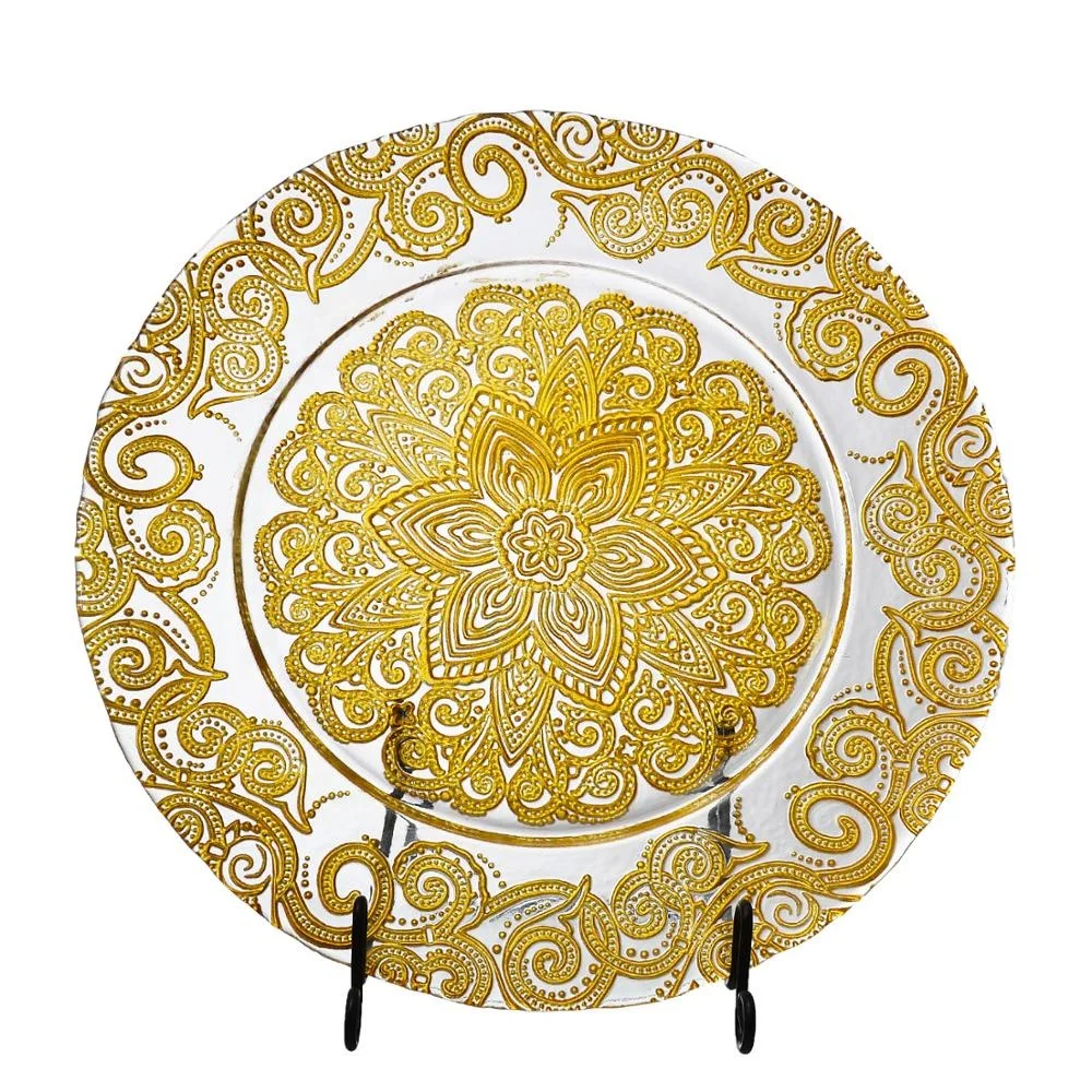 Samyo, 13 дюймов, новый дизайн, индивидуальная модная посуда, позолоченная тарелка для зарядного устройства