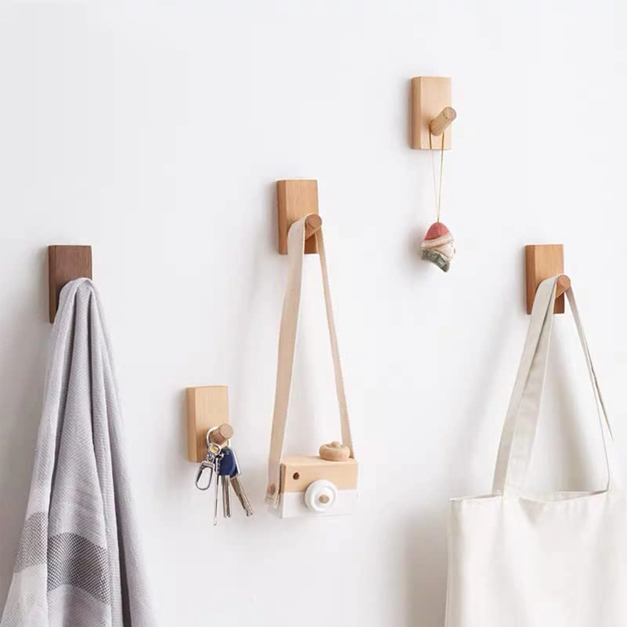 Customized Eco-Friendly Bamboo Wood Home Coat And Hat Hook Minimalist Style Bag Hooks
