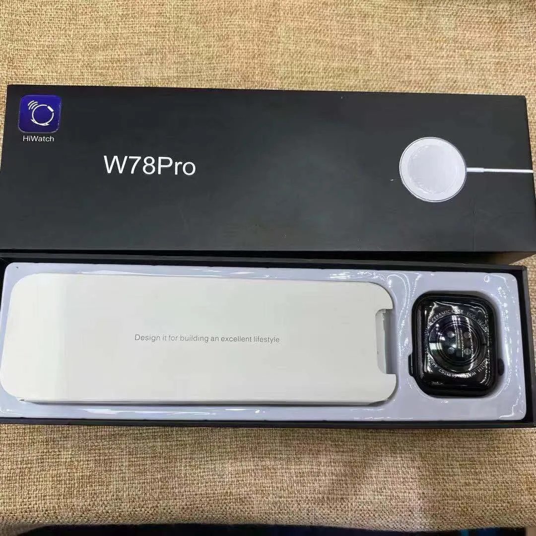W78pro Smart Watch, Upgraded Hiwatch APP  BT Call Wireless Charging Heart Rate Blood Pressure Smartwatch for iOS Android