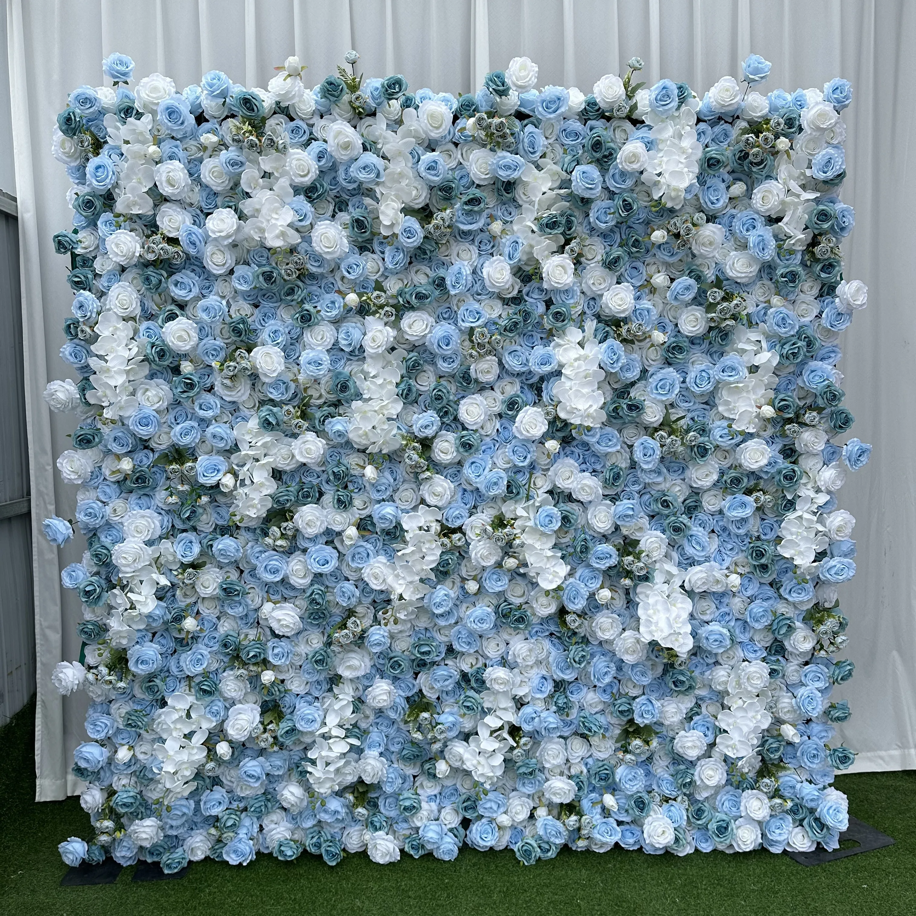 A-FW064 Wedding artificial 3d flower wall backdrop 8ft x 8ft flower wall panels red rose flower wall for event decoration