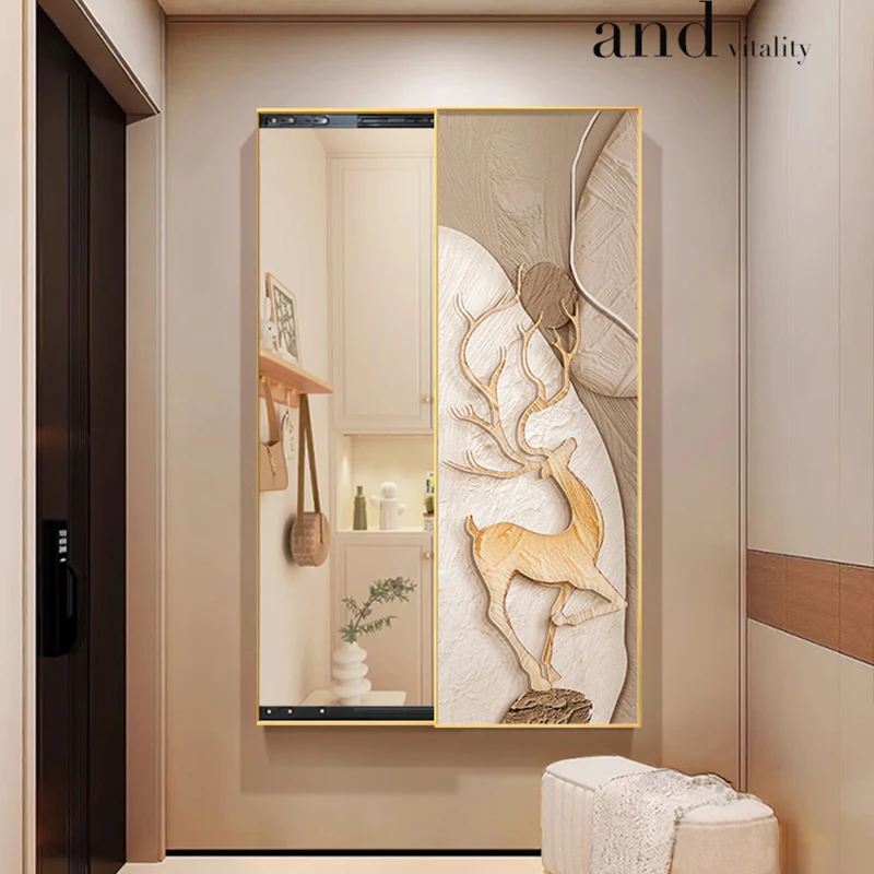 Nordic Deer UV Printing Sliding Door Mirror Home Goods Decoration Animals Wall Art For Bedroom Customize Wholesales Orders