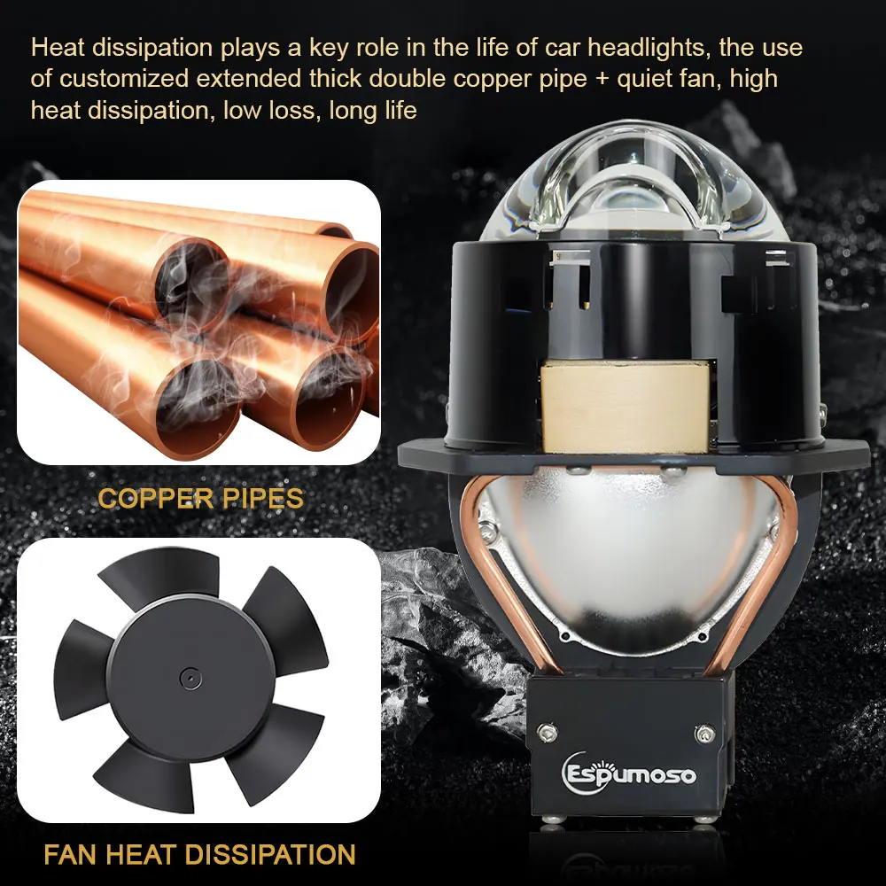 K203 3Inch fog light hi lo beam 130W 3inch bi led projector lens for universal car