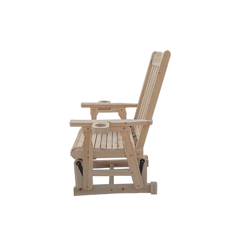 High quality low price outdoor nature china fir wooden patio glider chair for adults