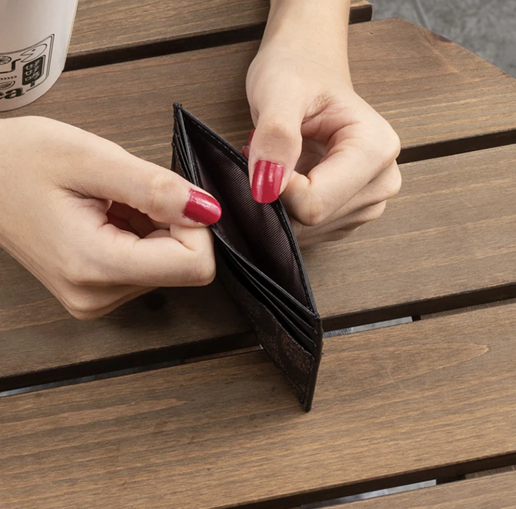Custom Money Clip Front Pocket Wallet Men Soft PU Leather Compact Slim Minimalist Card Holder PVC Coin Purse For Women