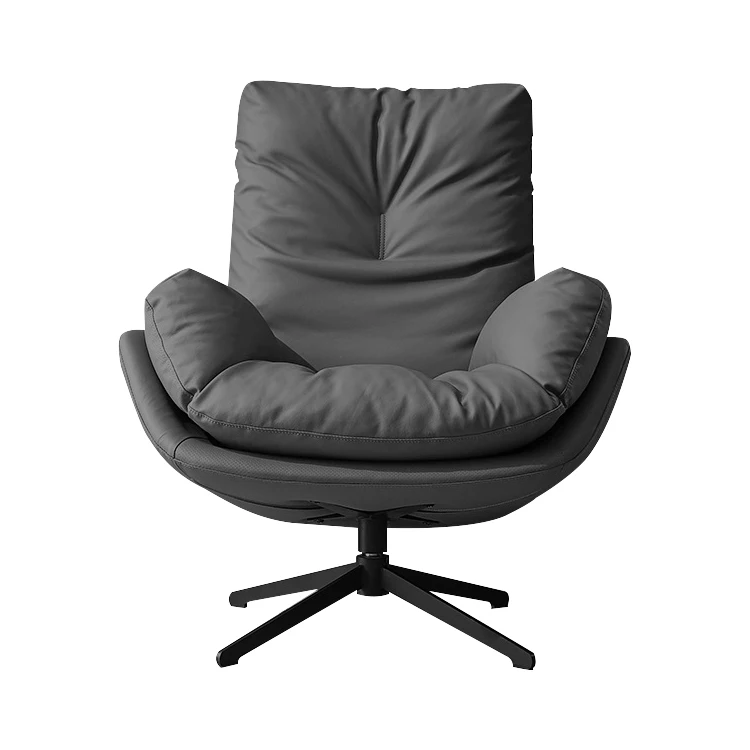 Modern leather rotatable cushion pedal office living room reception leisure armchair