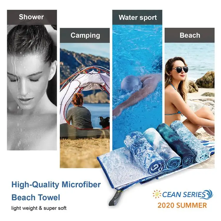 Free Design Large Size Beach Towel Sand Free Strong Absorbent  Beach Towel