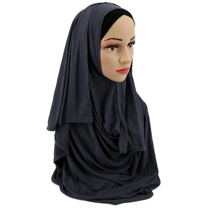 Hot Selling Instant Cotton Jersey Head Scarf Instant One Loops Pleated Cotton Jersey Shawls Muslim Scarves Long Shawl Wraps