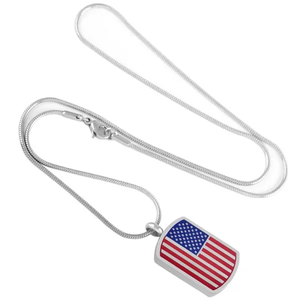 America National Flag memorial Tag keepsake Ash Necklaces Hot Selling stainless steel Cremation Urn Jewelry