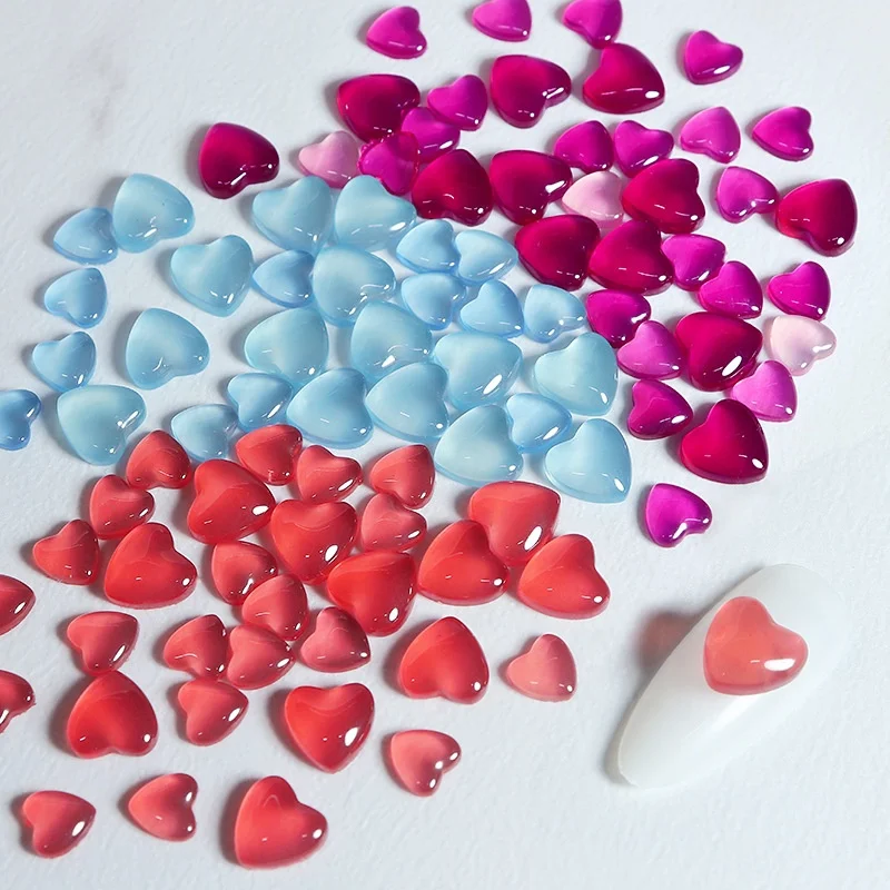 Wholesale kawaii light change heart nail charms discoloration under the UV light decoration resin jewelry for nail art design