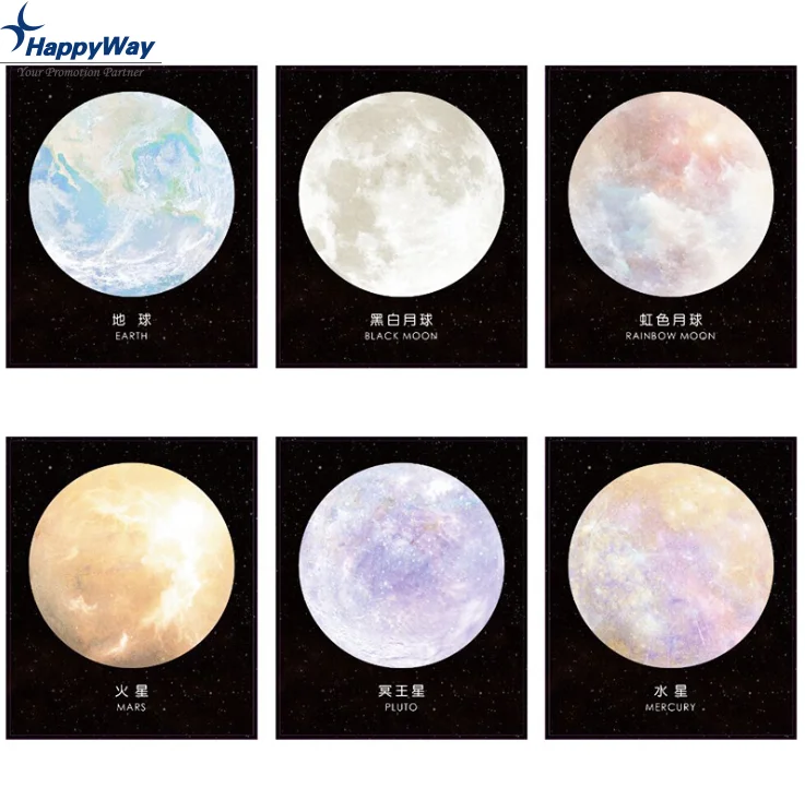 Novelty Planets Design Sticky Notes Different Round Designs Sticky Note Pad Moon