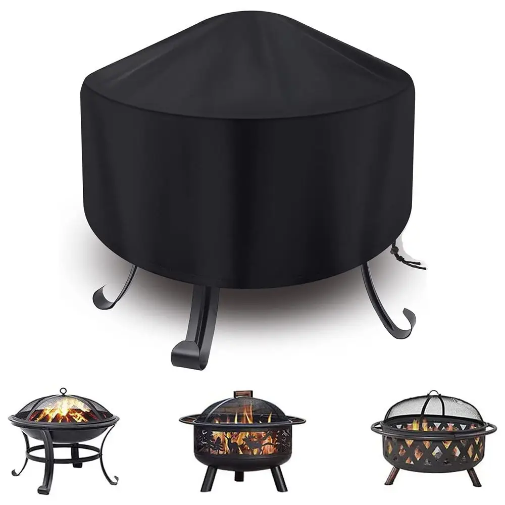 Full Coverage Patio Round Fire Pit Cover Dustproof Anti UV Tear Resistant Waterproof Outdoor Fire Pit Cover