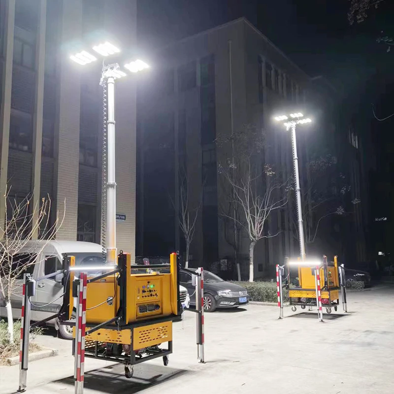 Portable Mobile Solar Powered Hydraulic Telescopic Mast LED Light Tower