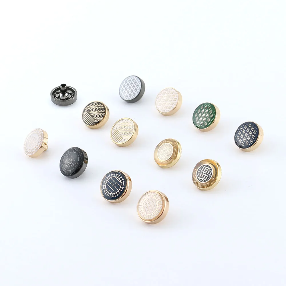 Wholesale Decorative Abaya Design Round Button Bag Cloth Zinc Alloy Cover Custom Logo Metal Thobe Press Button Snap for Clothes