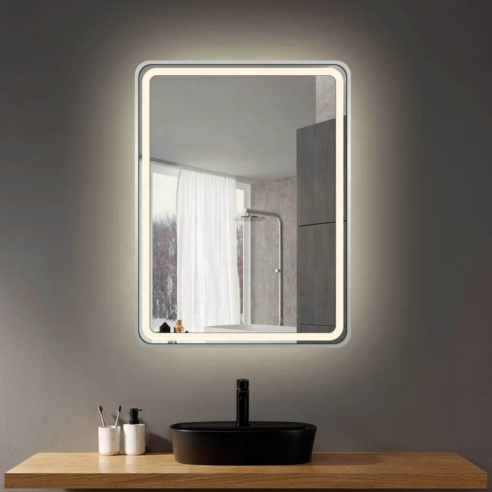 
Vertical or horizontal hanging waterproof touch switch aluminum metal frame LED lighted bath electric mirror 
