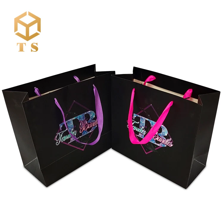 
Customized Logo Print Luxury Cosmetic Jewelry Gift Shopping Paper Bag with Handle 