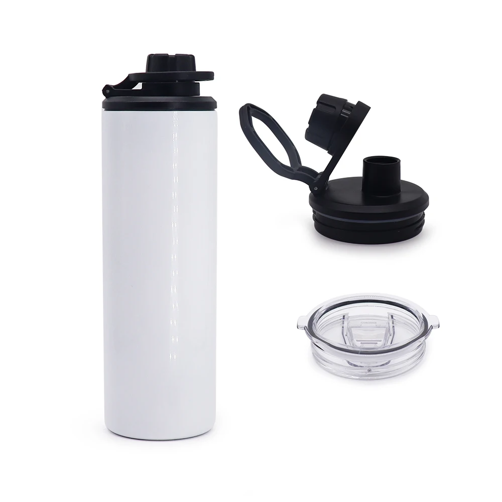 new design 20oz stainless steel cup white sublimation sport tumbler with 2 lids to drink wholesale